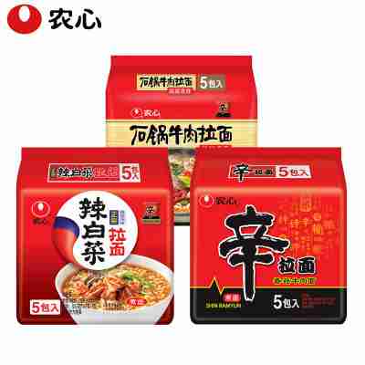 农心方便面5连包辛拉面辣白菜石锅牛肉拉面韩国泡菜风味牛肉面
